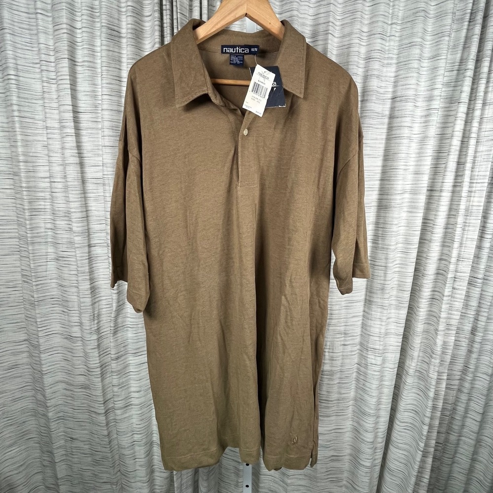 Nautica‎ Mens XXL Bracken Brown Cotton Rayon Polo Shirt K93020 New With Tags